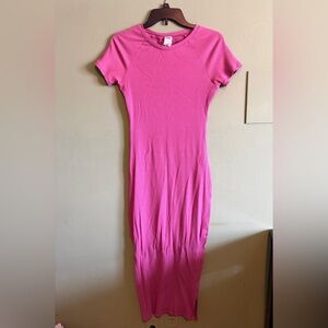 Women's Victoria Secret /PINK Ribbed Short-Sleeve Pink Midi Dress